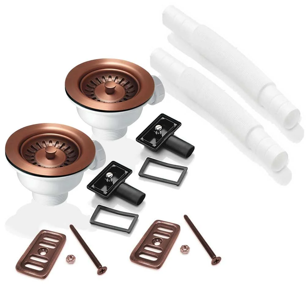 2x 90mm Strainer Waste and Overflow Set for Astini RAK Rangemaster Ceramic Sink - Image 3