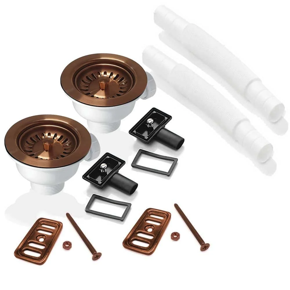 2x 90mm Strainer Waste and Overflow Set for Astini RAK Rangemaster Ceramic Sink - Image 4