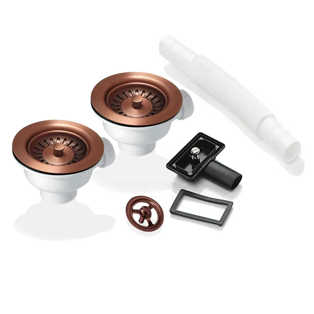 2x 90mm Strainer Waste & Overflow for Astini, RAK, Rangemaster Ceramic Sink - Image 3