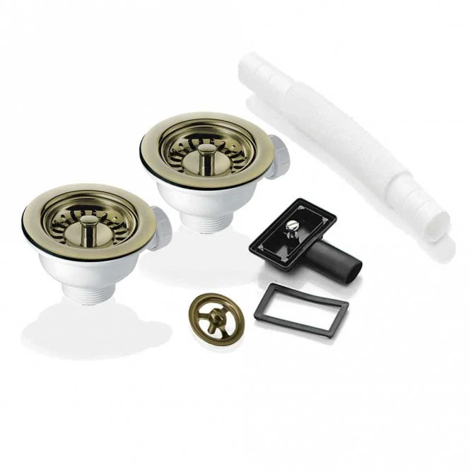 2x 90mm Strainer Waste & Overflow for Astini, RAK, Rangemaster Ceramic Sink - Image 4
