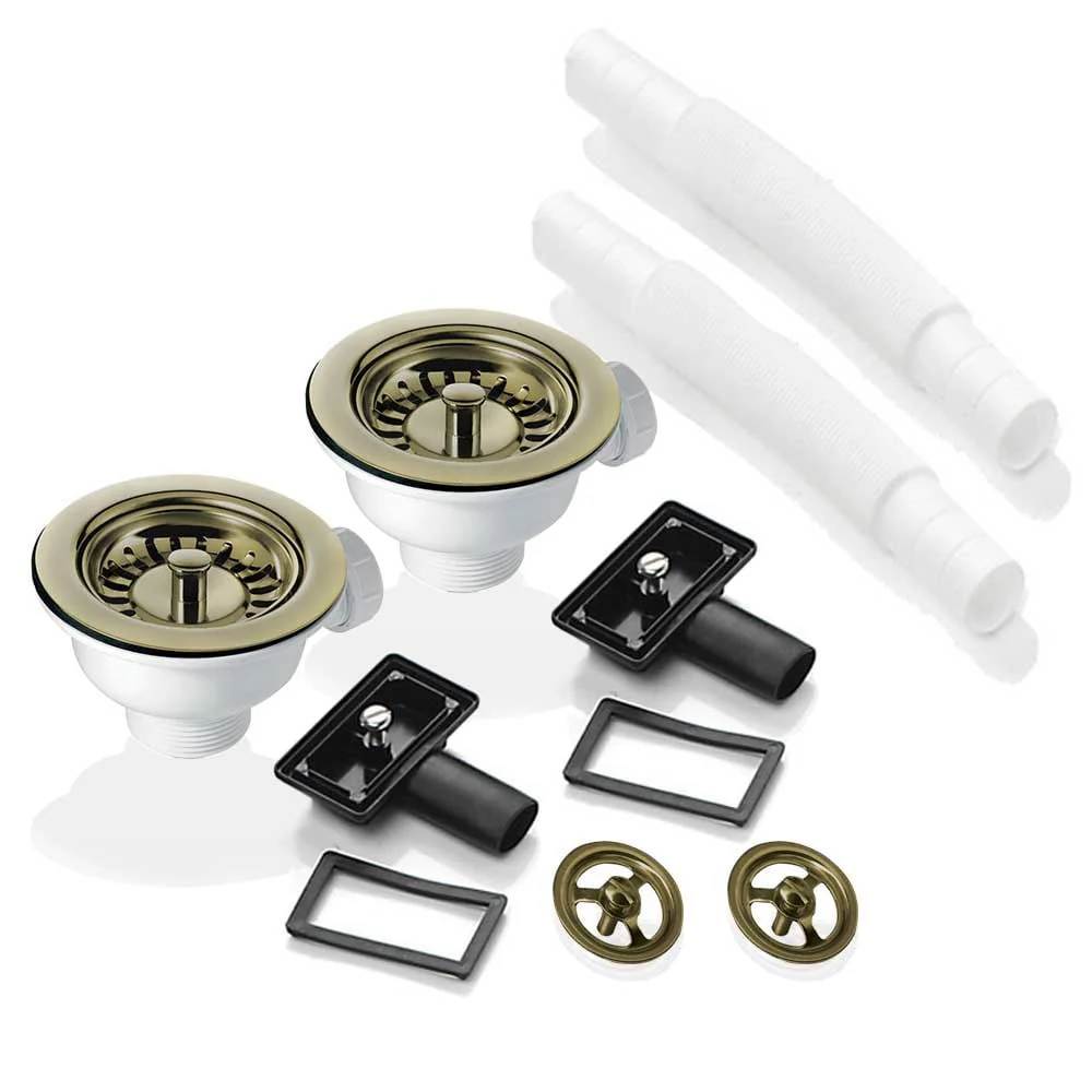 2x 90mm Waste and Round Overflow Set for Astini RAK Rangemaster Ceramic Sink - Image 5