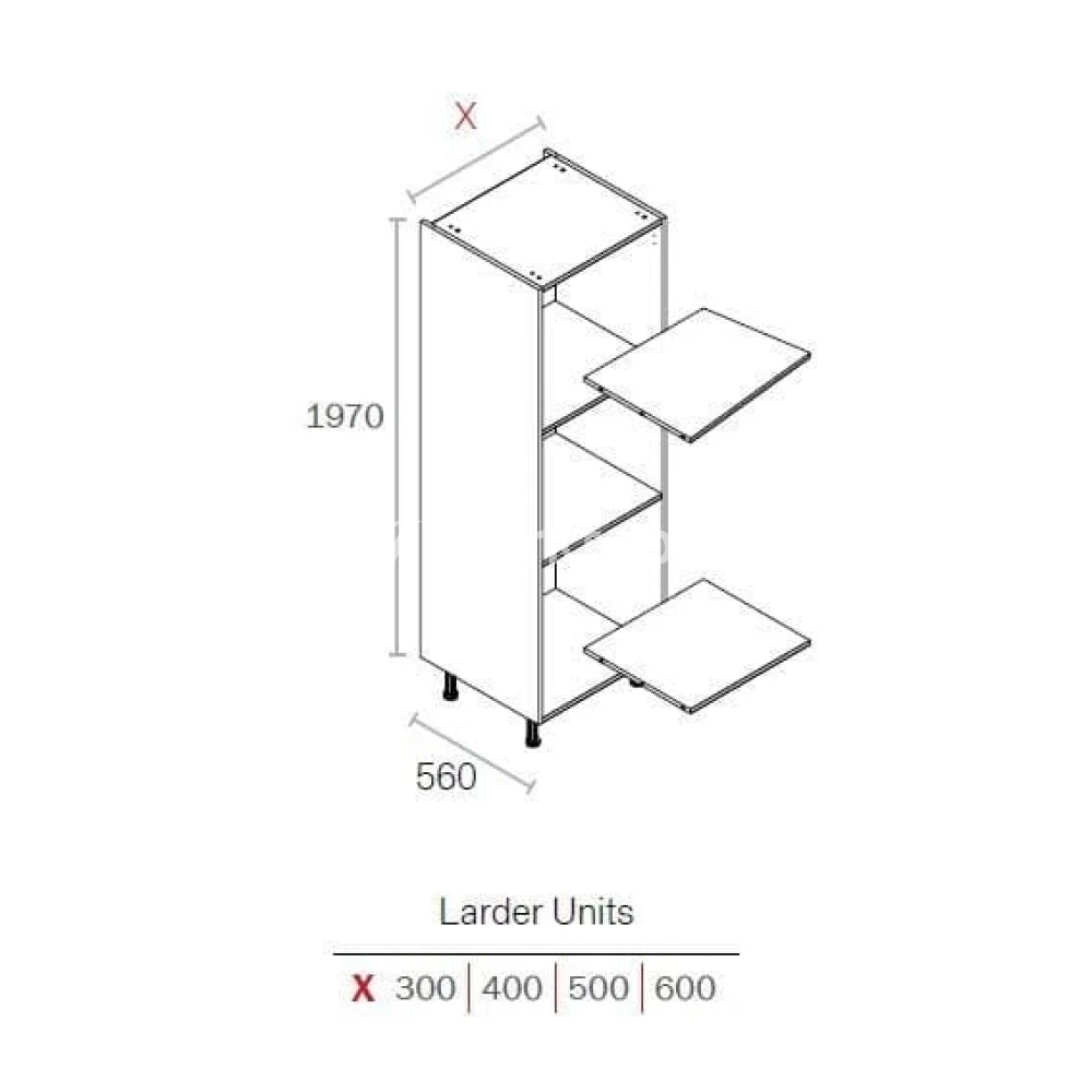 400mm Flat Pack Kitchen Larder Cabinet White (1970mmH + Legs) - Image 2