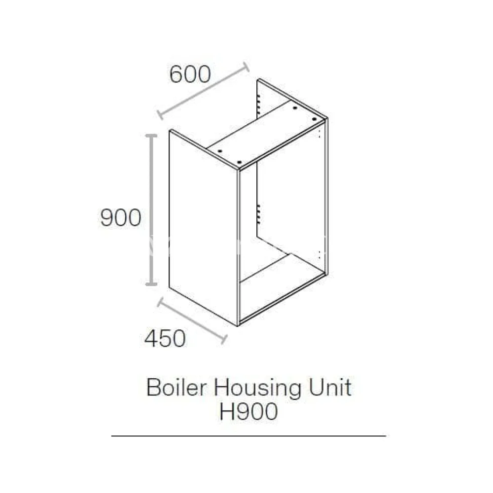 600mm Kitchen Boiler Cabinet 900mm High 450mm White - Image 2