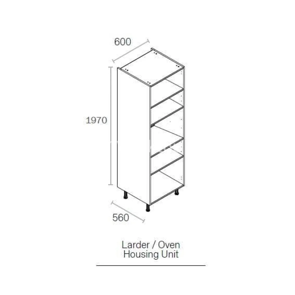 600mm Flat Pack Kitchen Tall Appliance Cabinet White (1970mmH + Legs) - Image 2