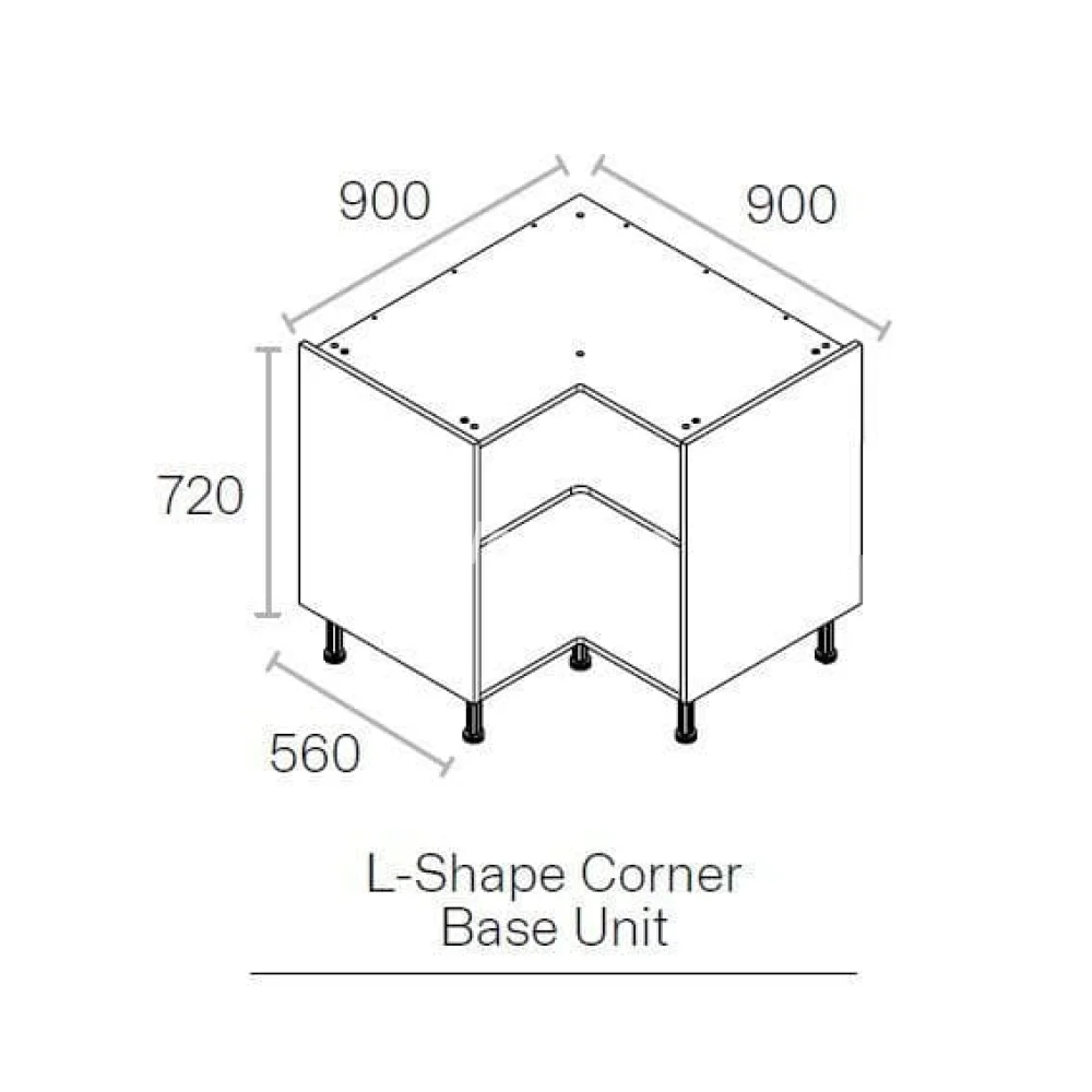 900mmx900mm Flat Pack L Shaped Kitchen Corner Base Cabinet White - Image 2