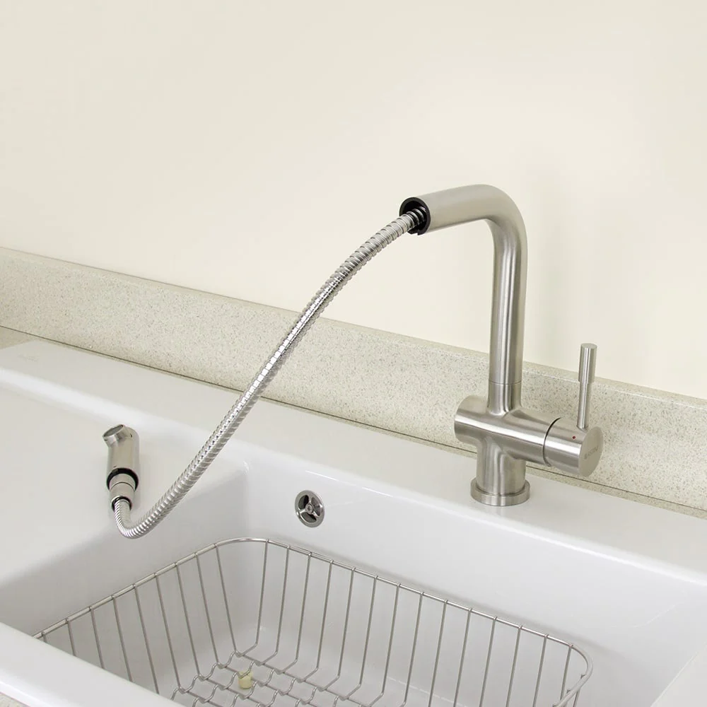 Astini Abele Brushed Stainless Steel Pullout Rinser Kitchen Sink Mixer Tap HK67 - Image 3