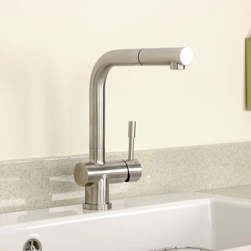 Astini Abele Brushed Stainless Steel Pullout Rinser Kitchen Sink Mixer Tap HK67 - Image 5
