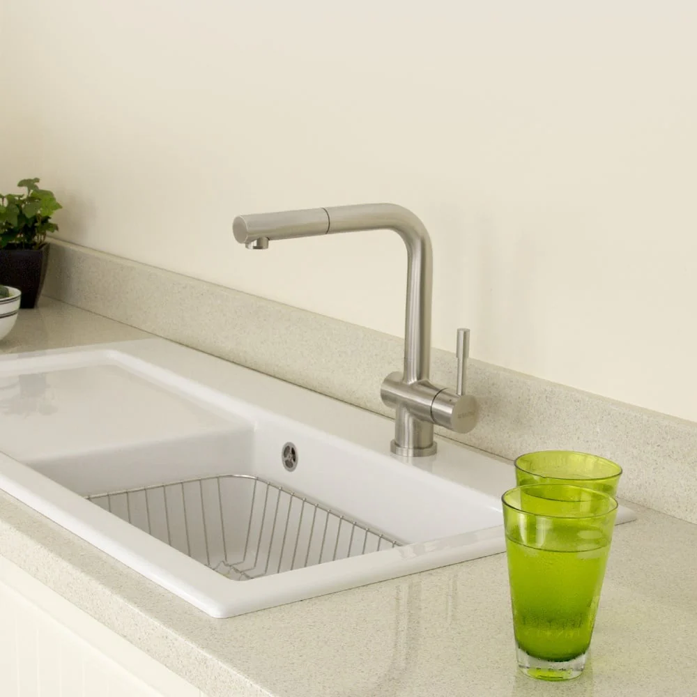 Astini Abele Brushed Stainless Steel Pullout Rinser Kitchen Sink Mixer Tap HK67 - Image 6
