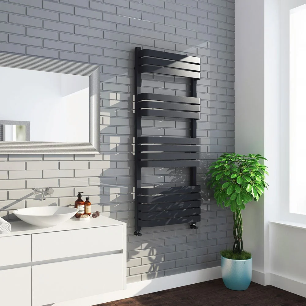 Astini Auckland 1200x500mm Anthracite 600W Ladder Heated Towel Rail TIS2130 - Image 2