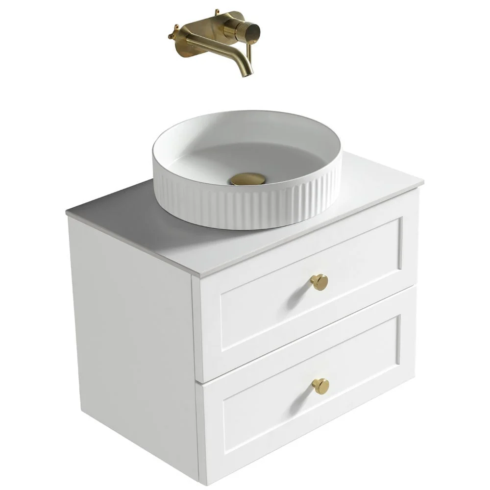 Astini Bakewell 600mm Country Oak Wall Hung Vanity Unit With Counter Top - Image 3