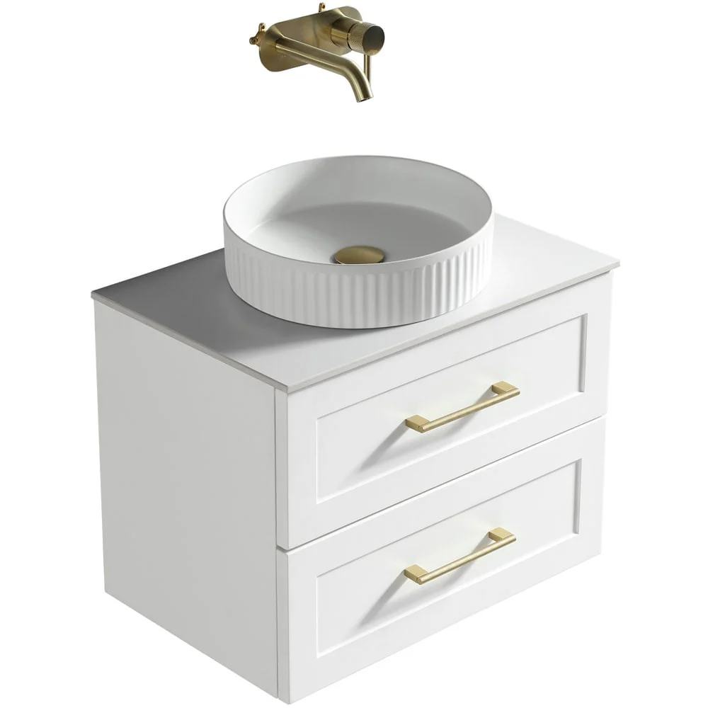 Astini Bakewell 600mm Country Oak Wall Hung Vanity Unit With Counter Top - Image 4