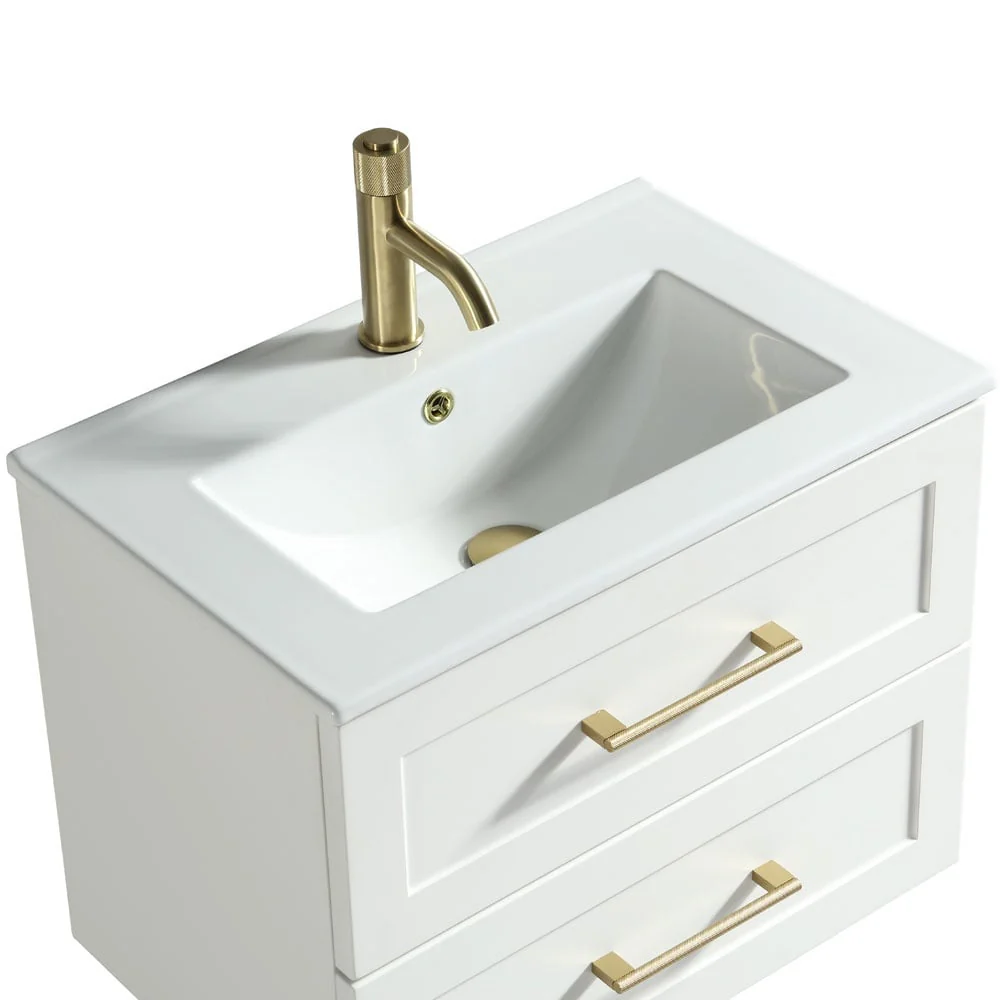 Astini Bakewell 600mm Silk White Wall Hung Vanity Unit - Image 3