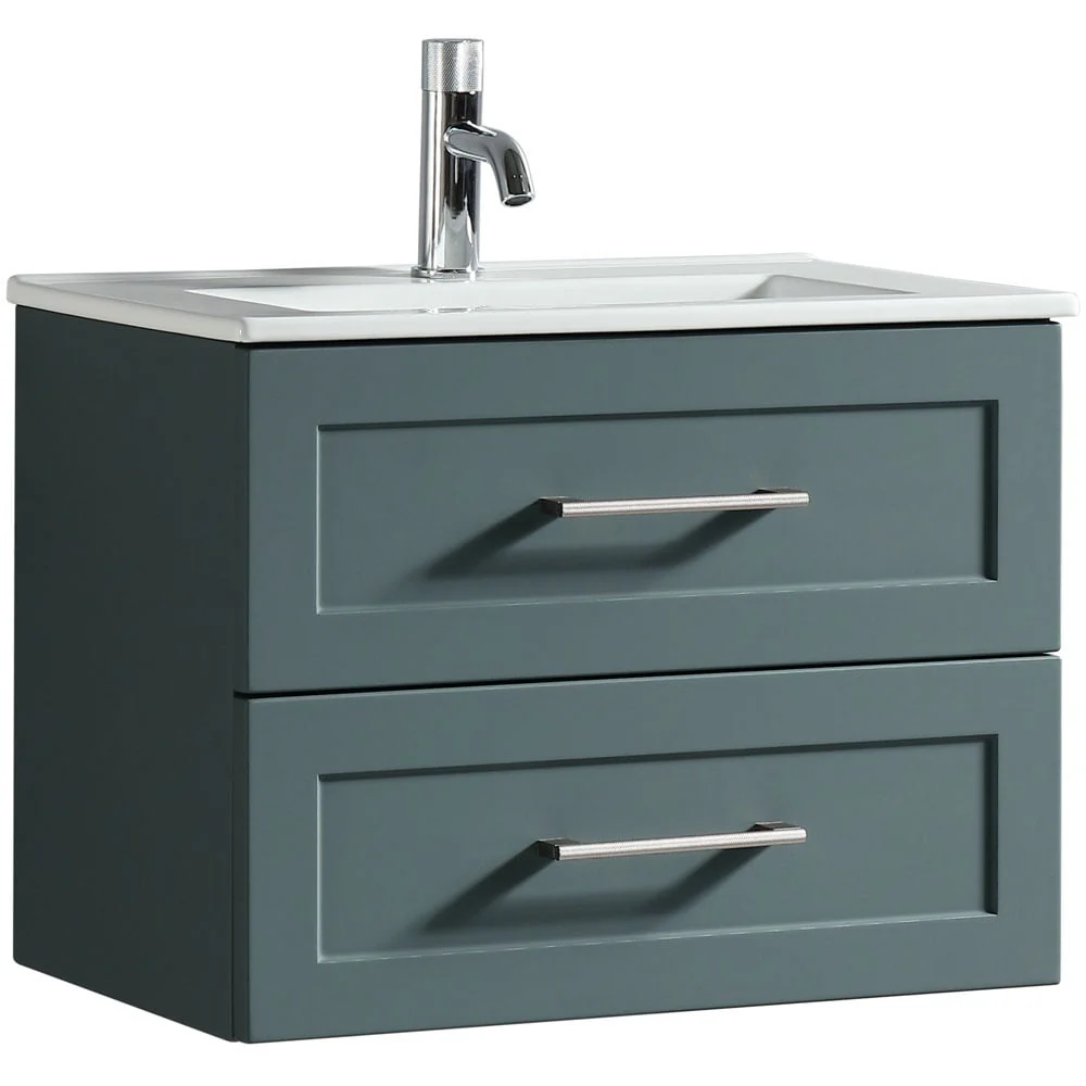 Astini Bakewell 600mm Smoked Sage Wall Hung Vanity Unit - Image 2