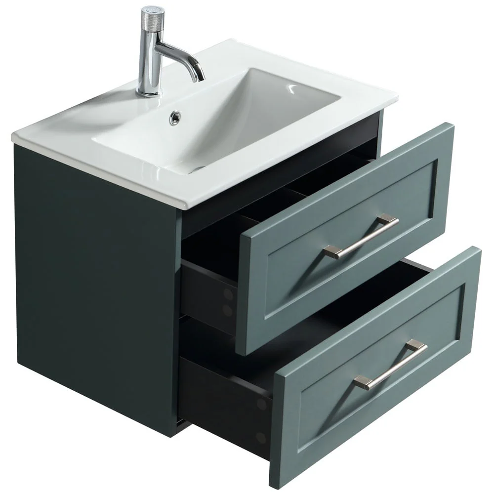Astini Bakewell 600mm Smoked Sage Wall Hung Vanity Unit - Image 3