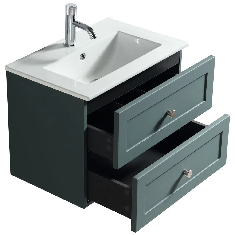 Astini Bakewell 600mm Smoked Sage Wall Hung Vanity Unit - Image 4