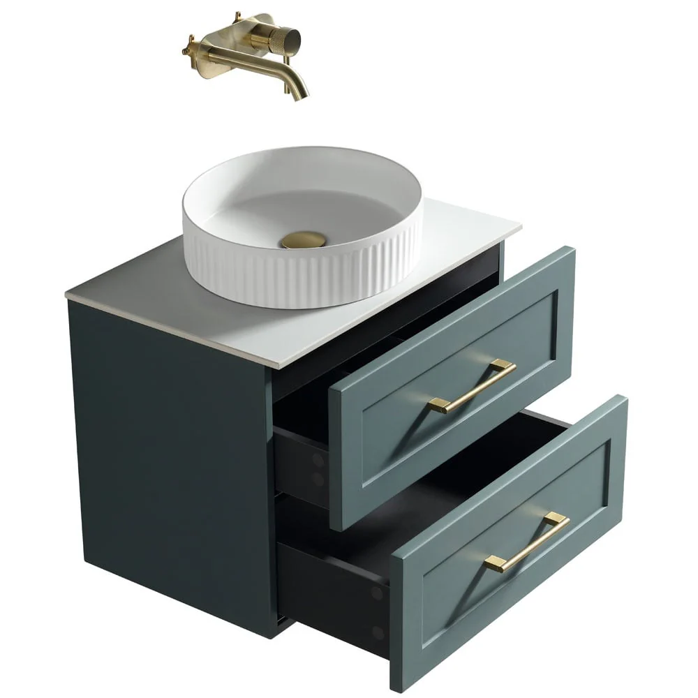 Astini Bakewell 600mm Smoked Sage Wall Hung Vanity Unit With Counter Top - Image 4