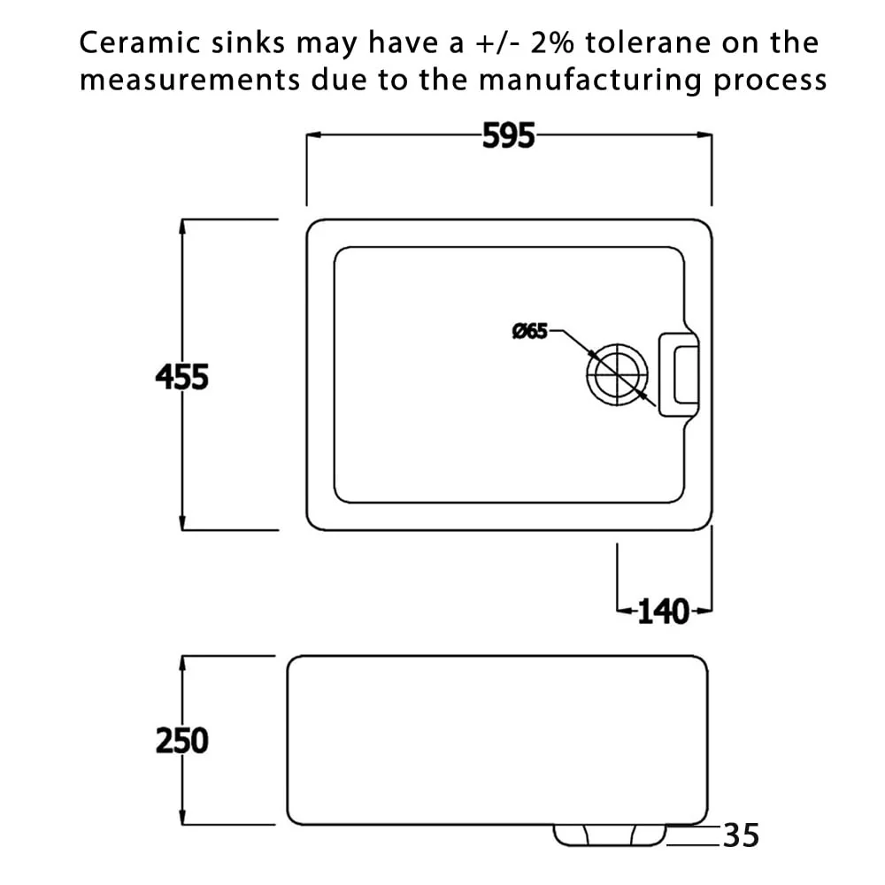 Astini Belfast 100 1.0 Bowl White Ceramic Kitchen Sink, Drainer & Strainer Waste - Image 4