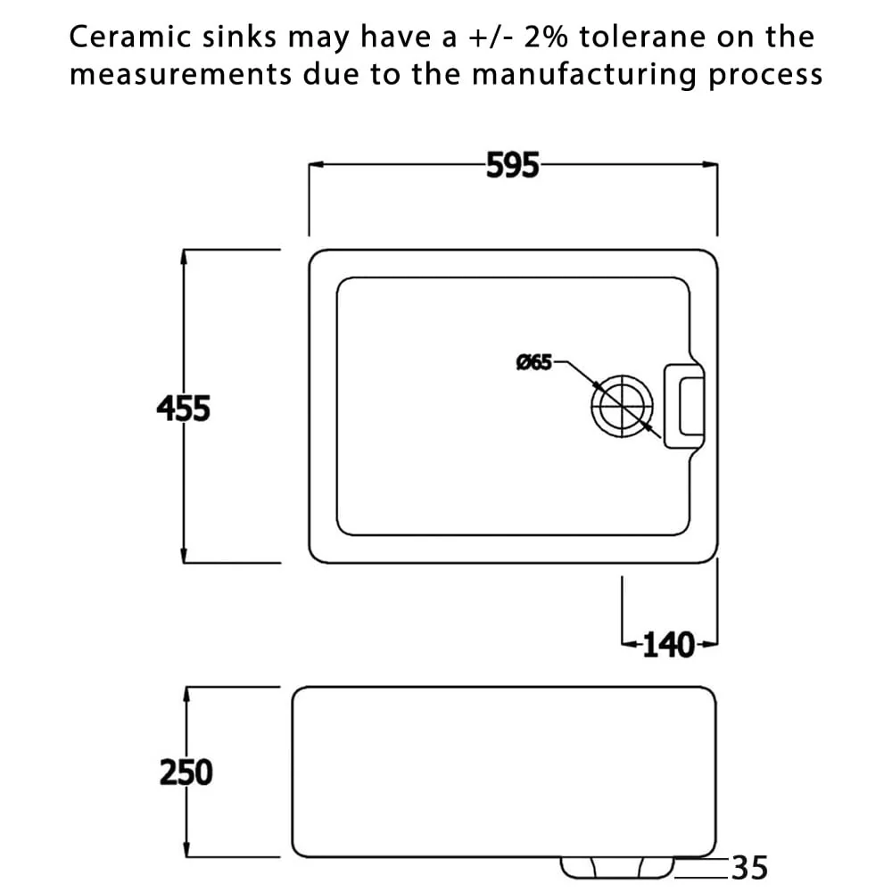 Astini Belfast 100 1.0 Bowl White Ceramic Kitchen Sink, Waste & Colonial Tap - Image 6
