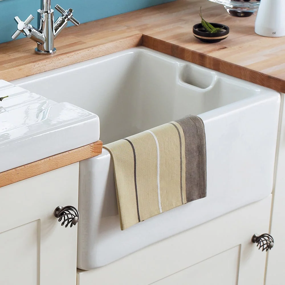 Astini Belfast 100 1.0 Bowl White Ceramic Kitchen Sink with Plug Waste - Image 15
