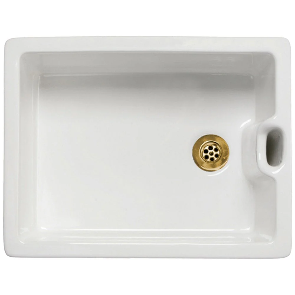 Astini Belfast 100 1.0 Bowl White Ceramic Kitchen Sink with Plug Waste - Image 3