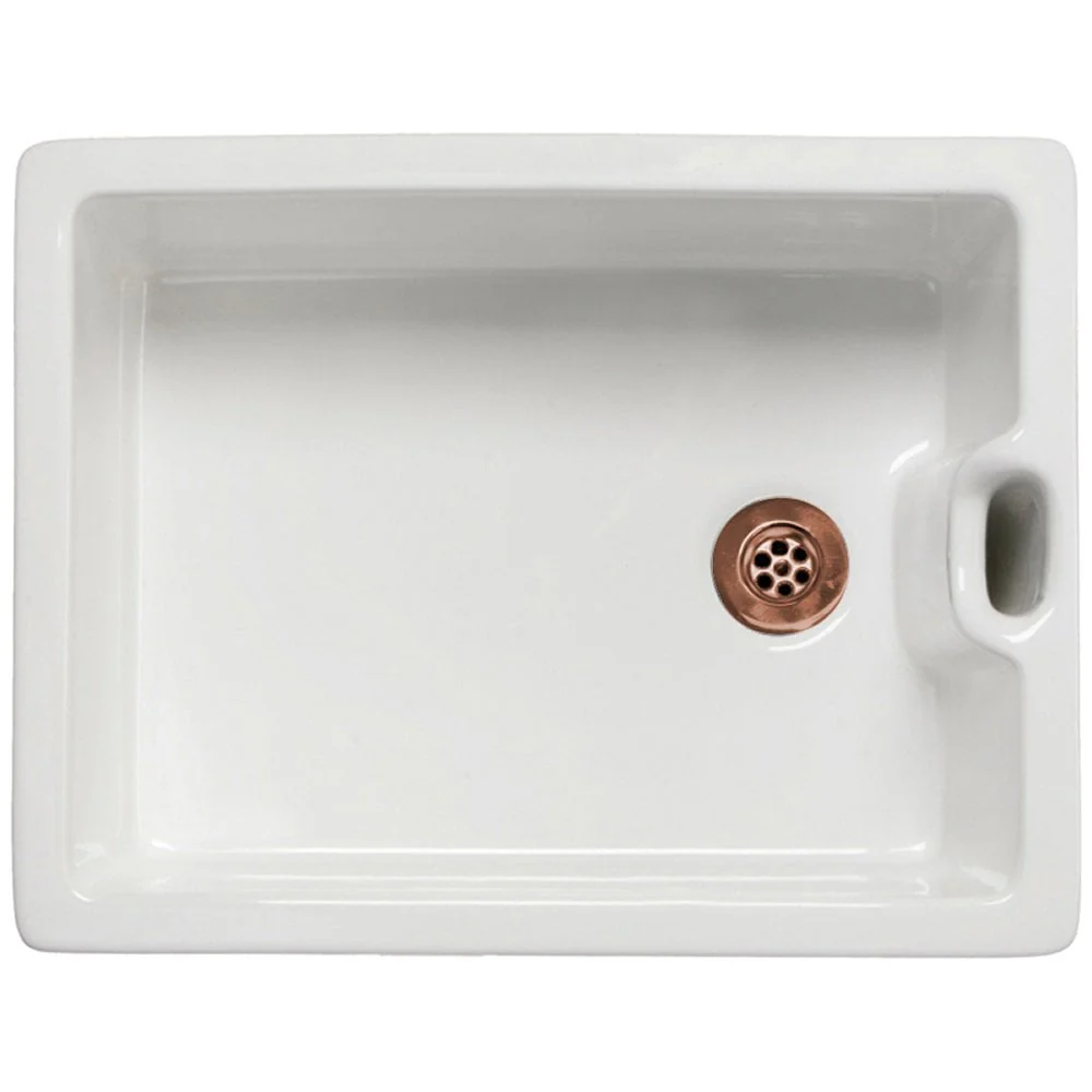 Astini Belfast 100 1.0 Bowl White Ceramic Kitchen Sink with Plug Waste - Image 4