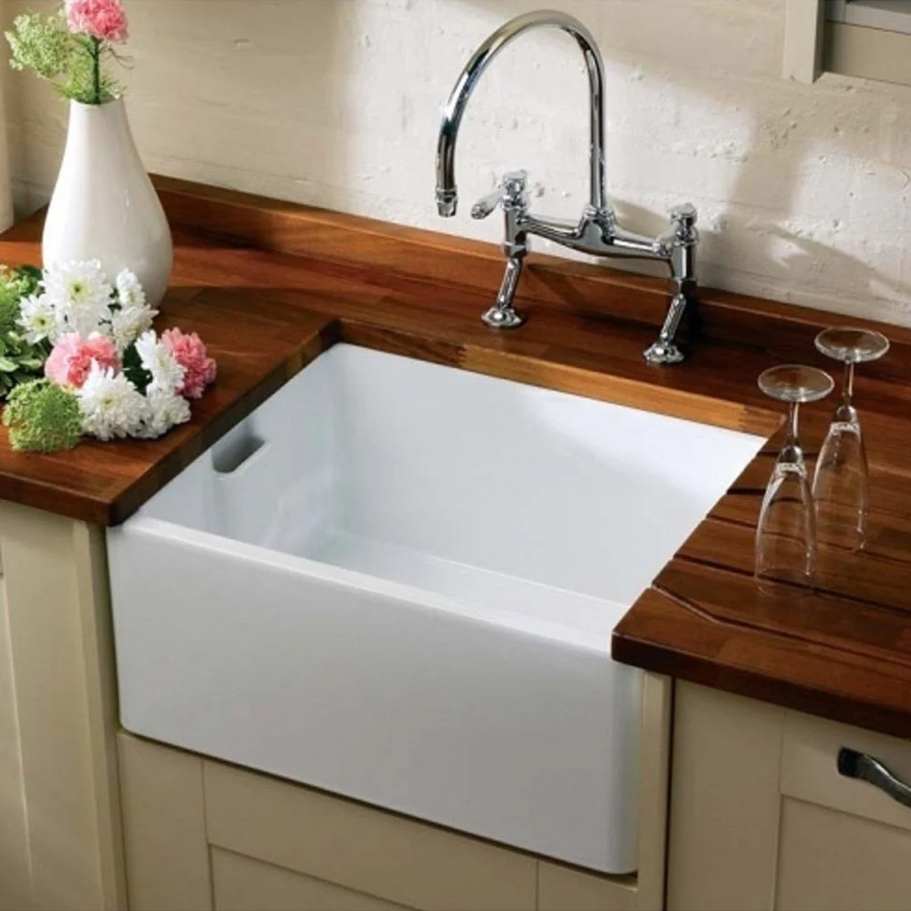 Astini Belfast 100 1.0 Bowl White Ceramic Kitchen Sink with Plug Waste - Image 6