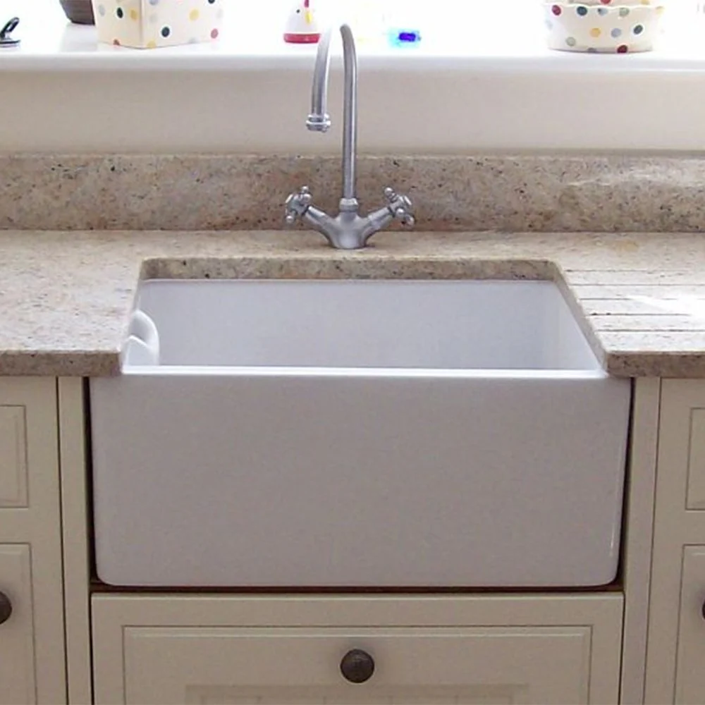 Astini Belfast 100 1.0 Bowl White Ceramic Kitchen Sink with Plug Waste - Image 7