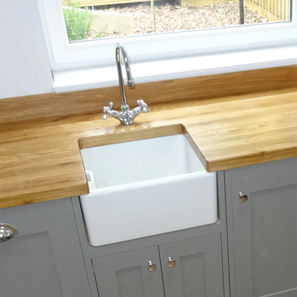 Astini Belfast 100 1.0 Bowl White Ceramic Kitchen Sink with Plug Waste - Image 9