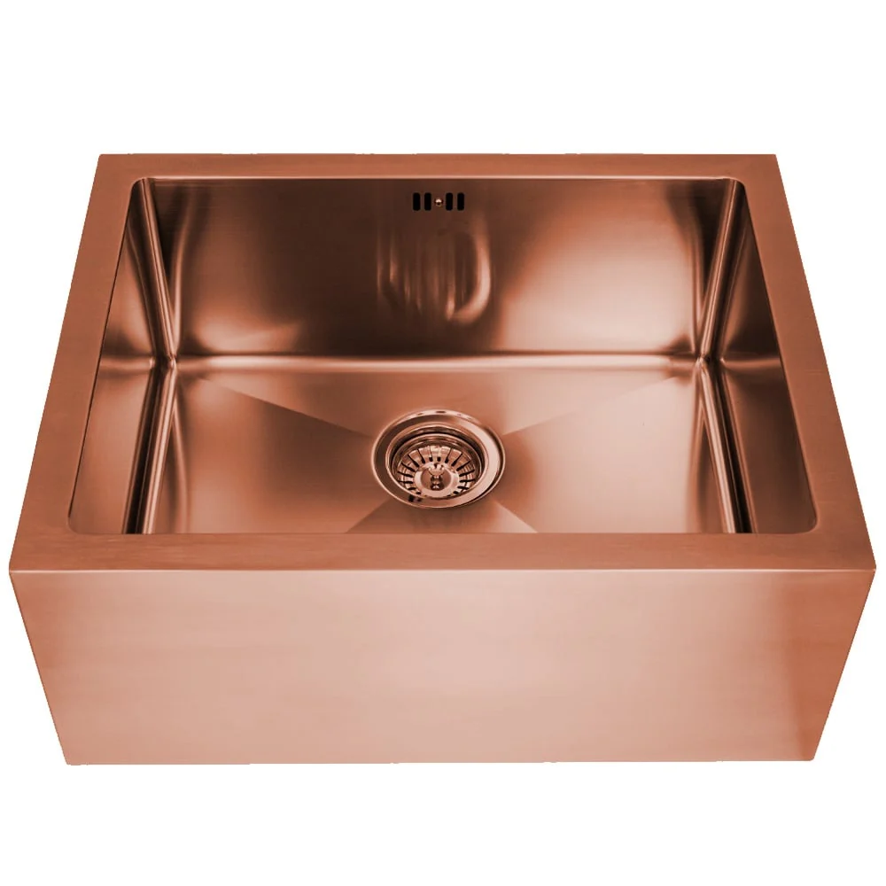 Astini Belfast 600 1.0 Bowl Copper Brushed Stainless Steel Kitchen Sink & Waste - Image 3