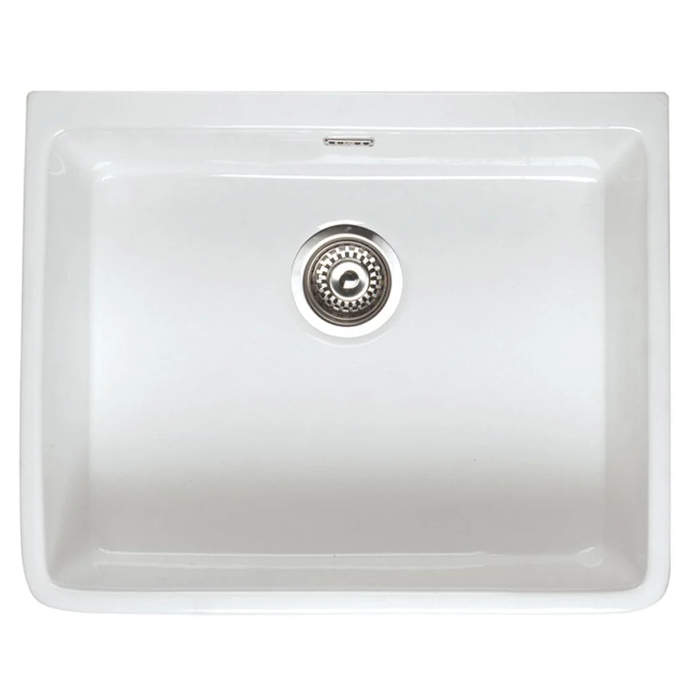 Astini Belfast 600 1.0 Bowl Gloss White Ceramic Butler Kitchen Sink, Waste & Tap - Image 3