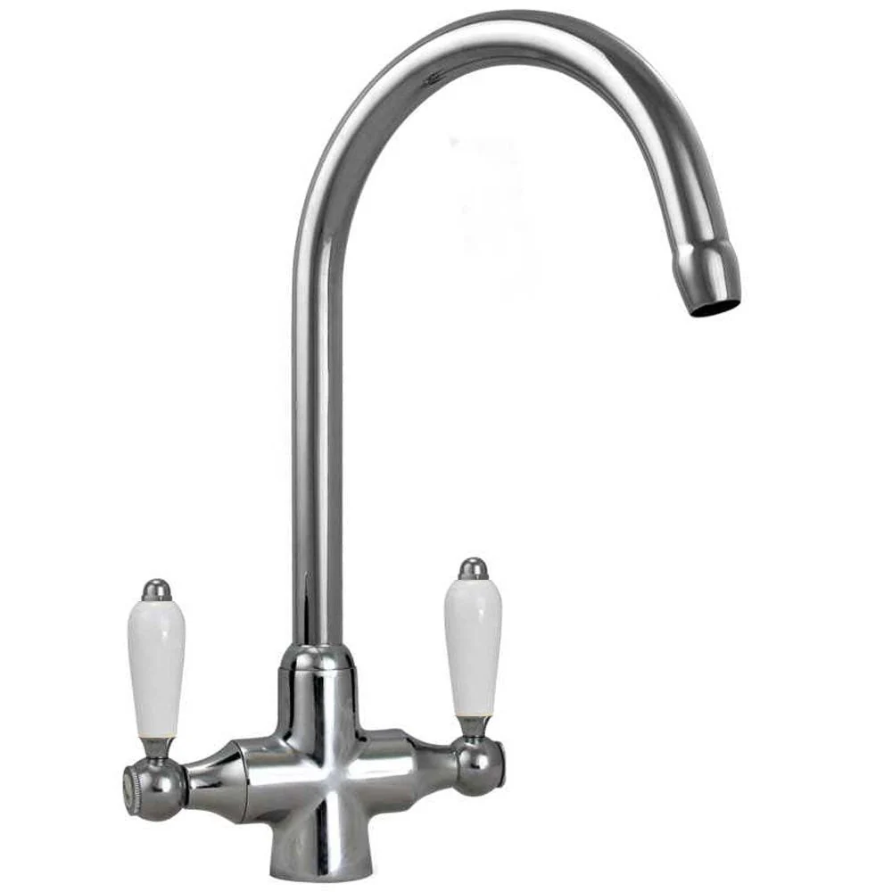 Astini Belfast 600 1.0 Bowl Gloss White Ceramic Butler Kitchen Sink, Waste & Tap - Image 4