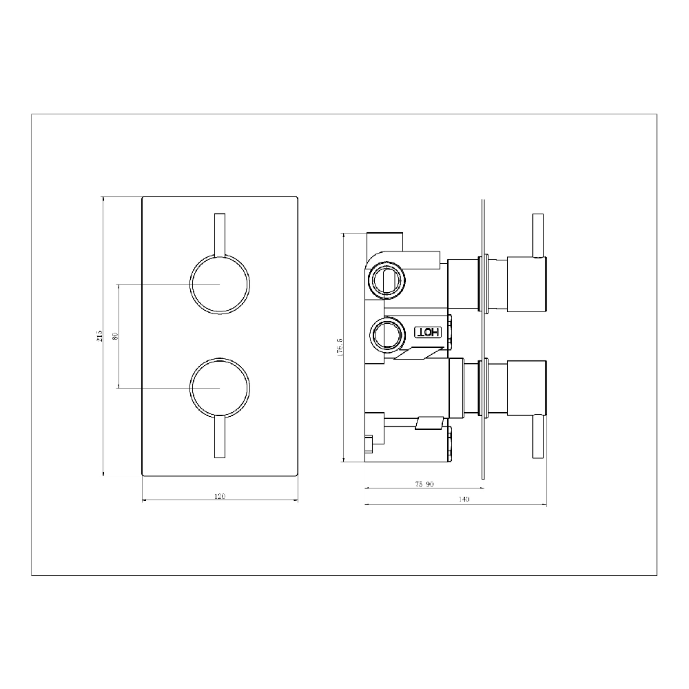 Astini Brushed Brass Round Concealed Thermostatic 2 Way Shower Valve - Image 2