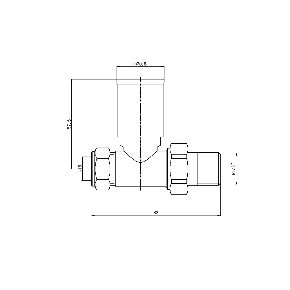Astini Brushed Brass Round Straight Radiator Valves - Image 2