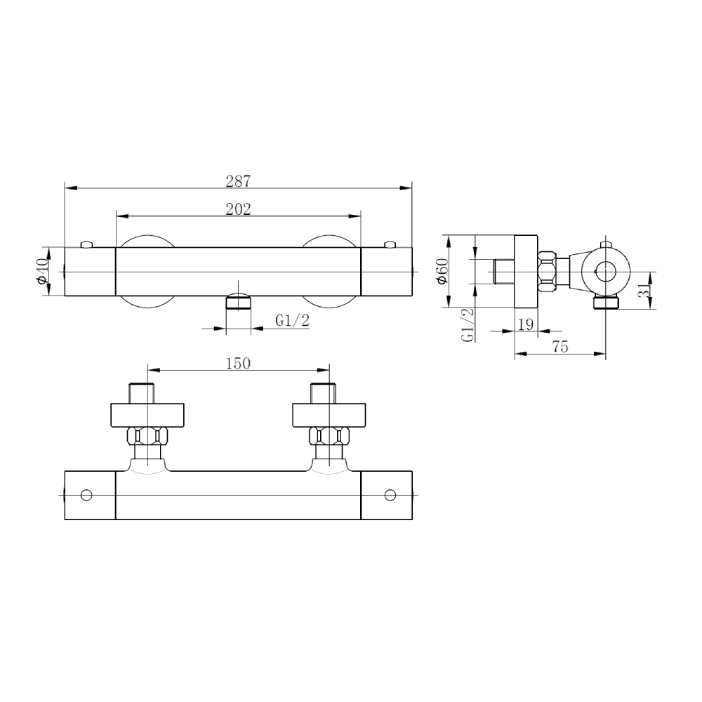 Astini Brushed Brass Round Thermostatic Bar Valve - Image 2