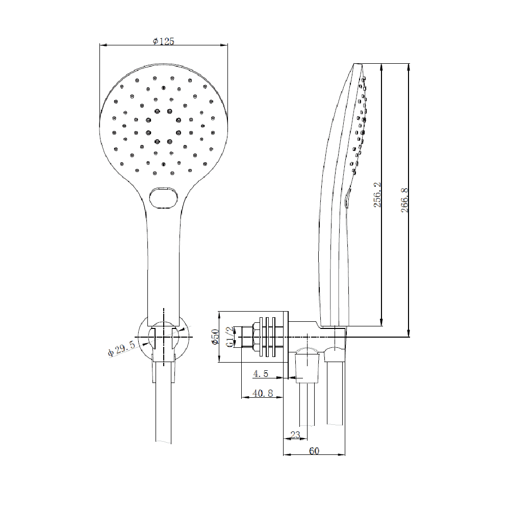 Astini Brushed Brass Round Wall Outlet Elbow with Bracket, Hose & Hand Shower - Image 2