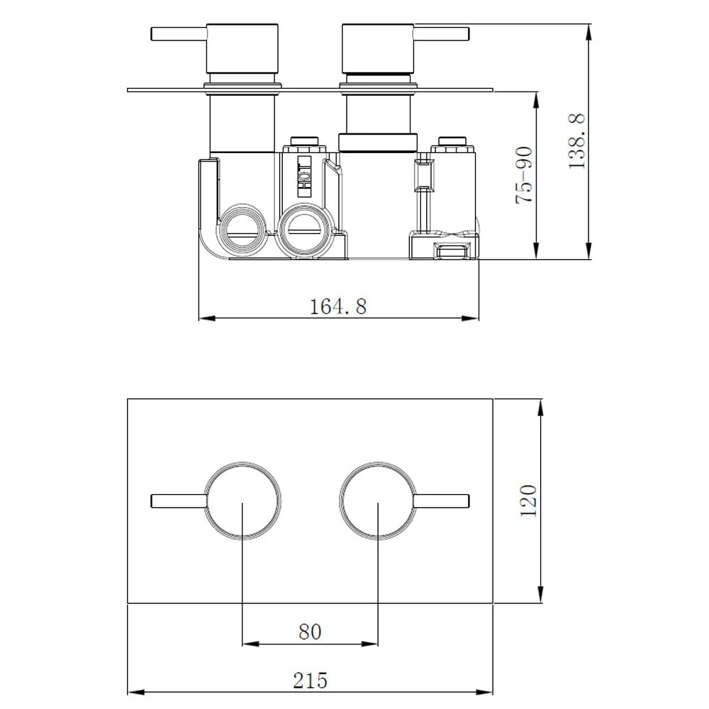 Astini Brushed Bronze Round Concealed Thermostatic Shower Kit - Image 2
