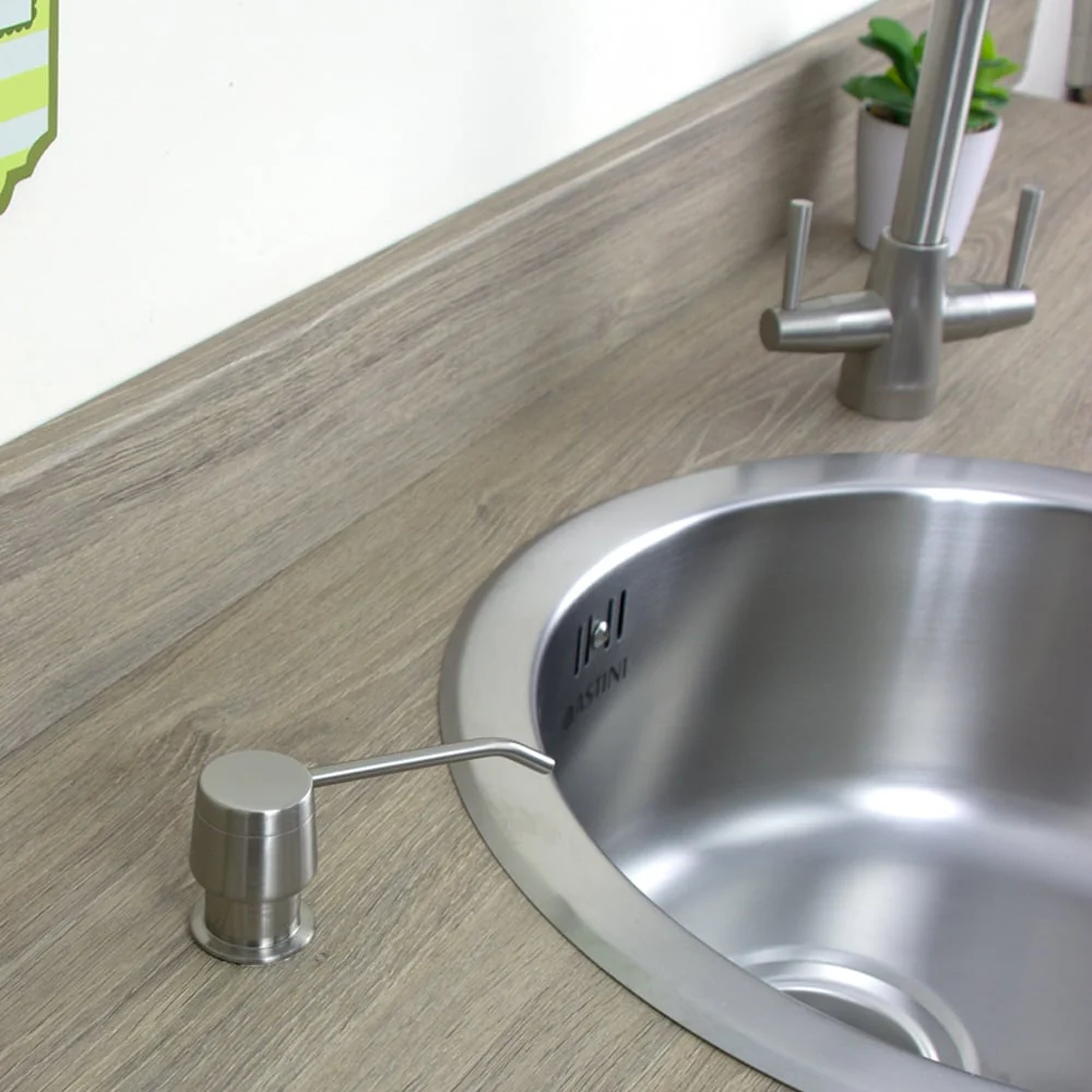 Astini Brushed Steel 270ml Integrated Kitchen Sink Soap Dispenser 201/BN - Image 3