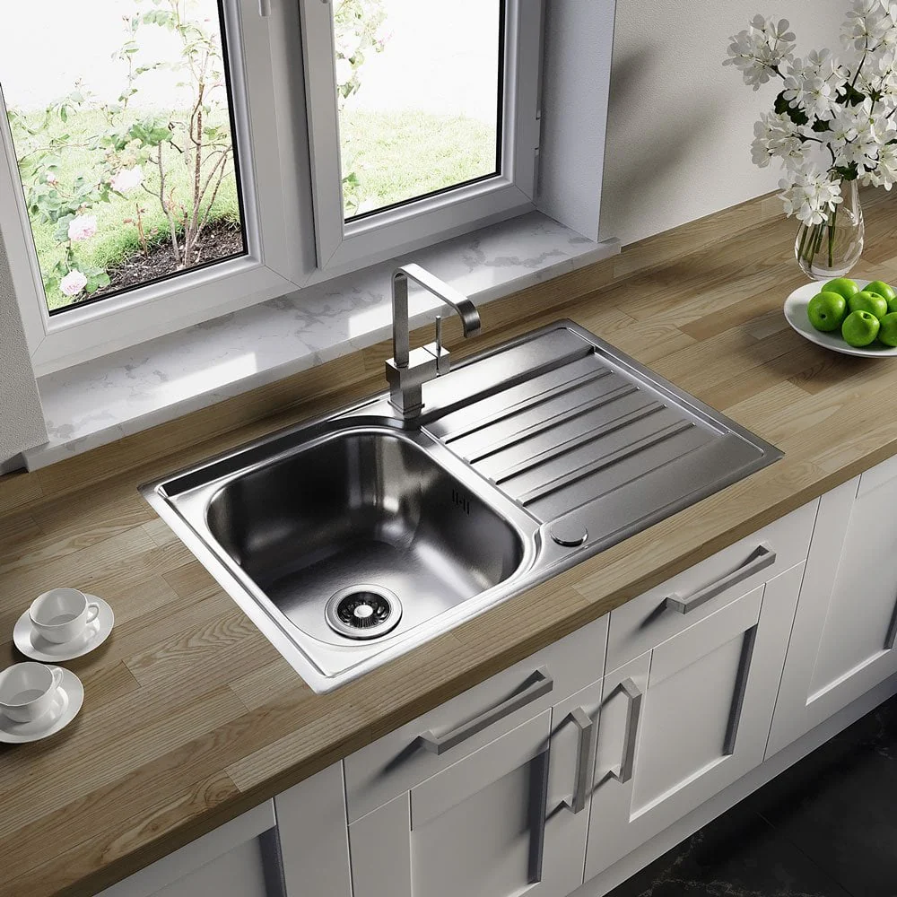 Astini Cagliari 1.0 Bowl Brushed Stainless Steel Kitchen Sink & Waste - Image 3
