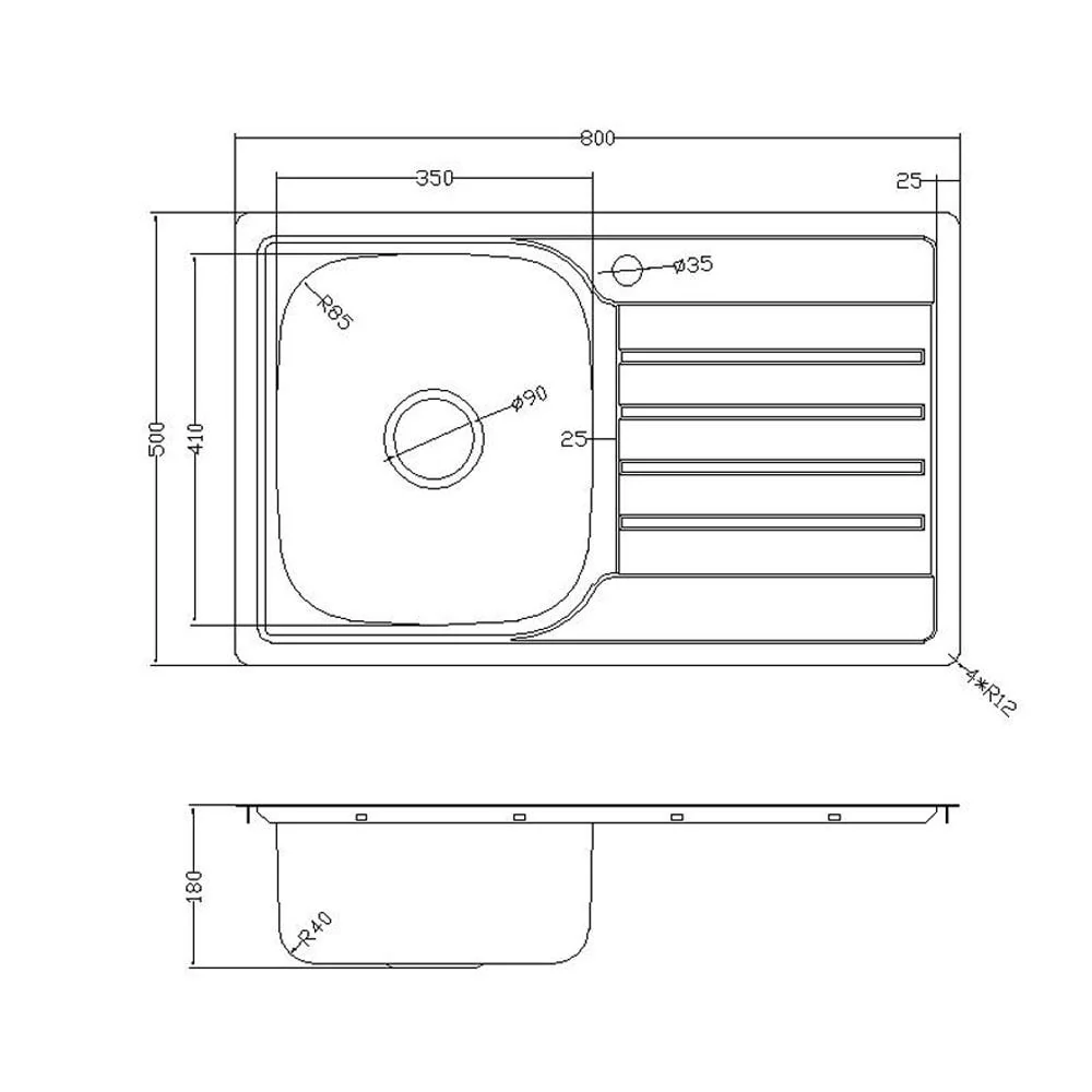 Astini Cagliari 1.0 Bowl Brushed Stainless Steel Kitchen Sink & Waste - Image 4