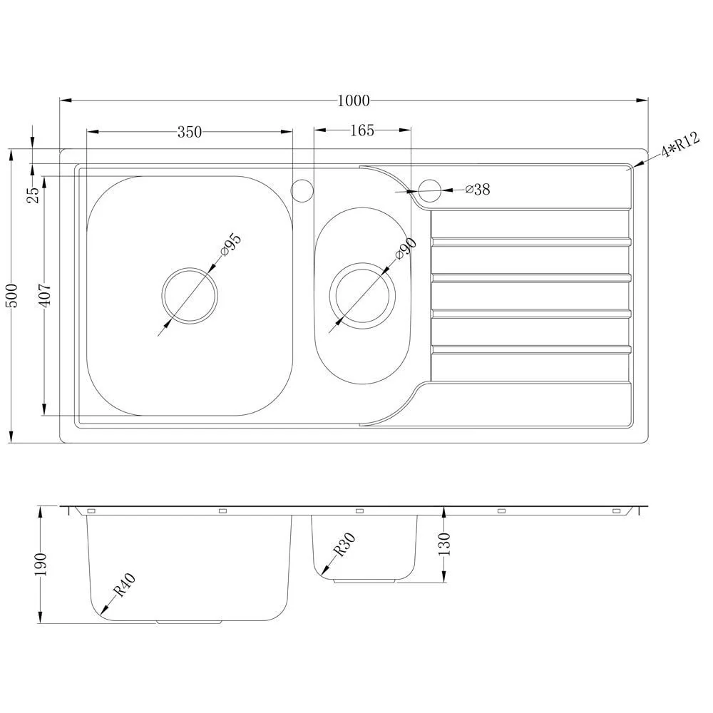 Astini Cagliari 1.5 Bowl Brushed Stainless Steel Kitchen Sink & Waste - Image 4