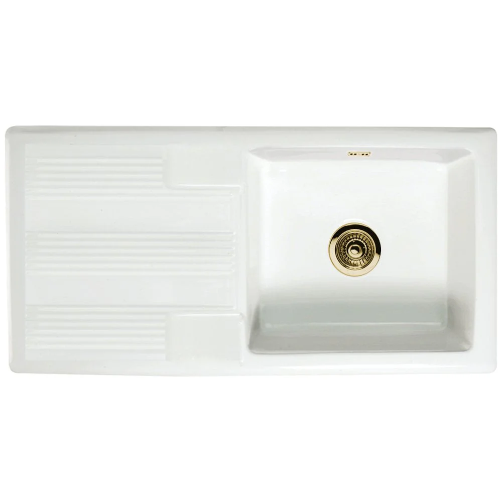 Astini Canterbury 100 1.0 Bowl Gloss White Ceramic Kitchen Sink with Waste Options - Image 6