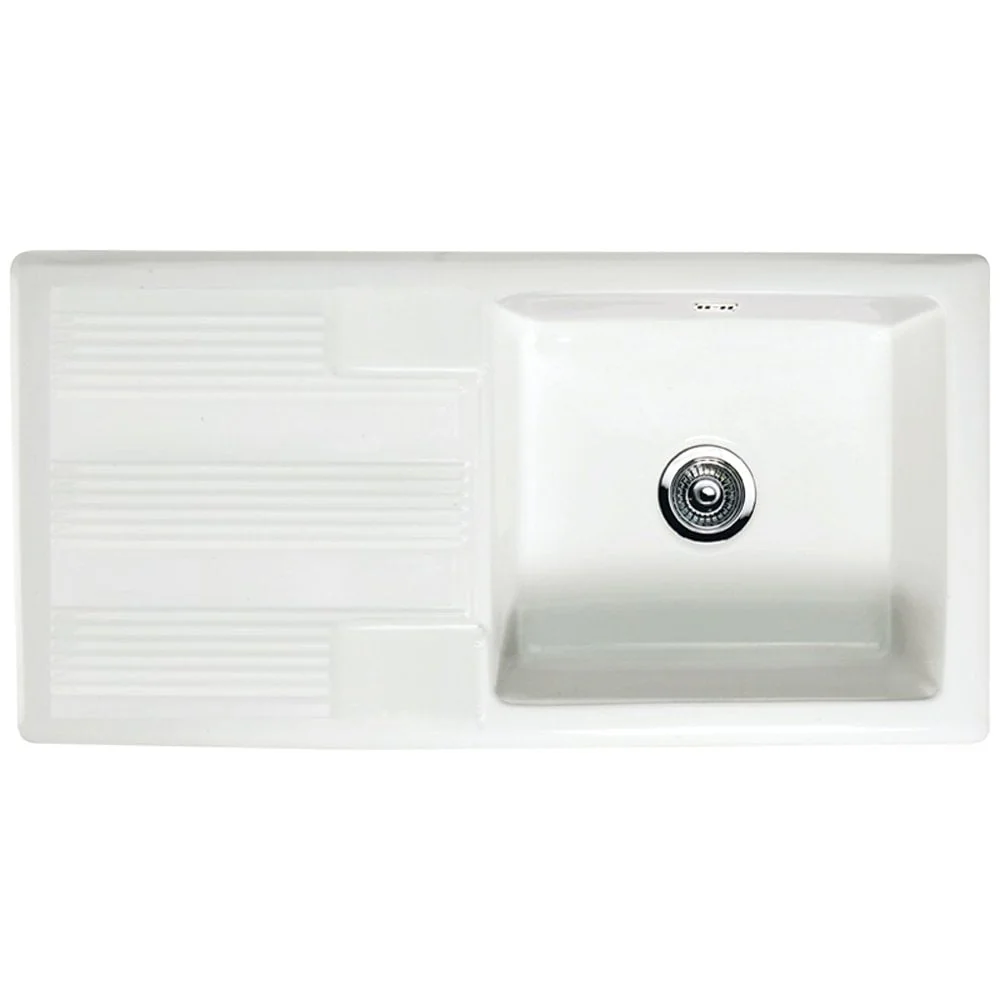Astini Canterbury 100 1 Bowl Gloss White Ceramic Kitchen Sink & Colonial Tap - Image 5