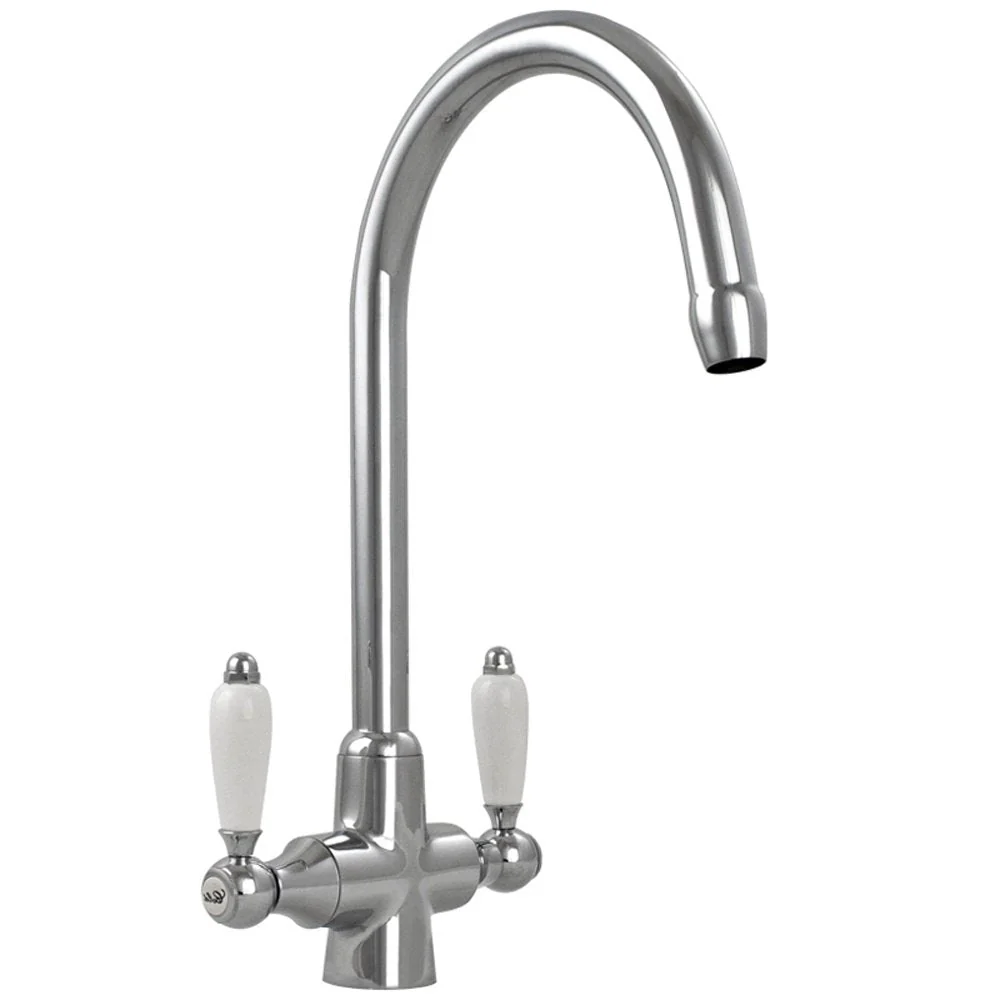 Astini Canterbury 100 1 Bowl Gloss White Ceramic Kitchen Sink & Colonial Tap - Image 6
