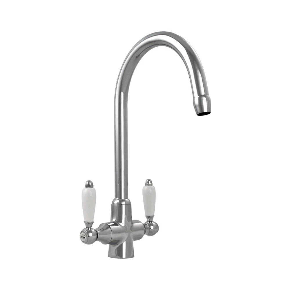Astini Canterbury 150 1.5 Bowl Gloss White Ceramic Kitchen Sink & Colonial Tap - Image 6