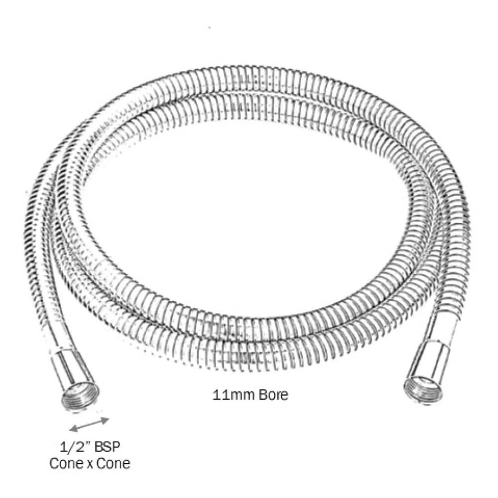 Astini Chrome 1.5m Stainless Steel Shower Hose - Image 2