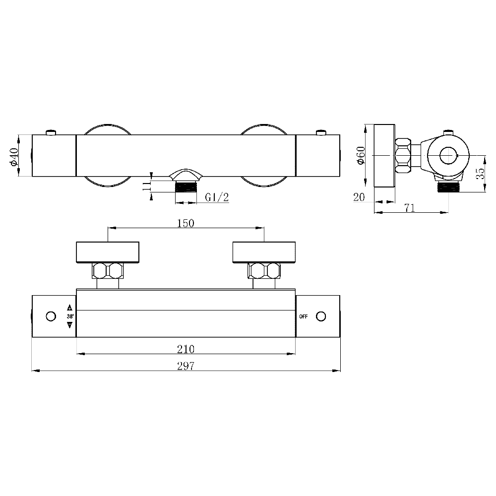 Astini Chrome Cool Touch Round Thermostatic Bar Valve - Image 2