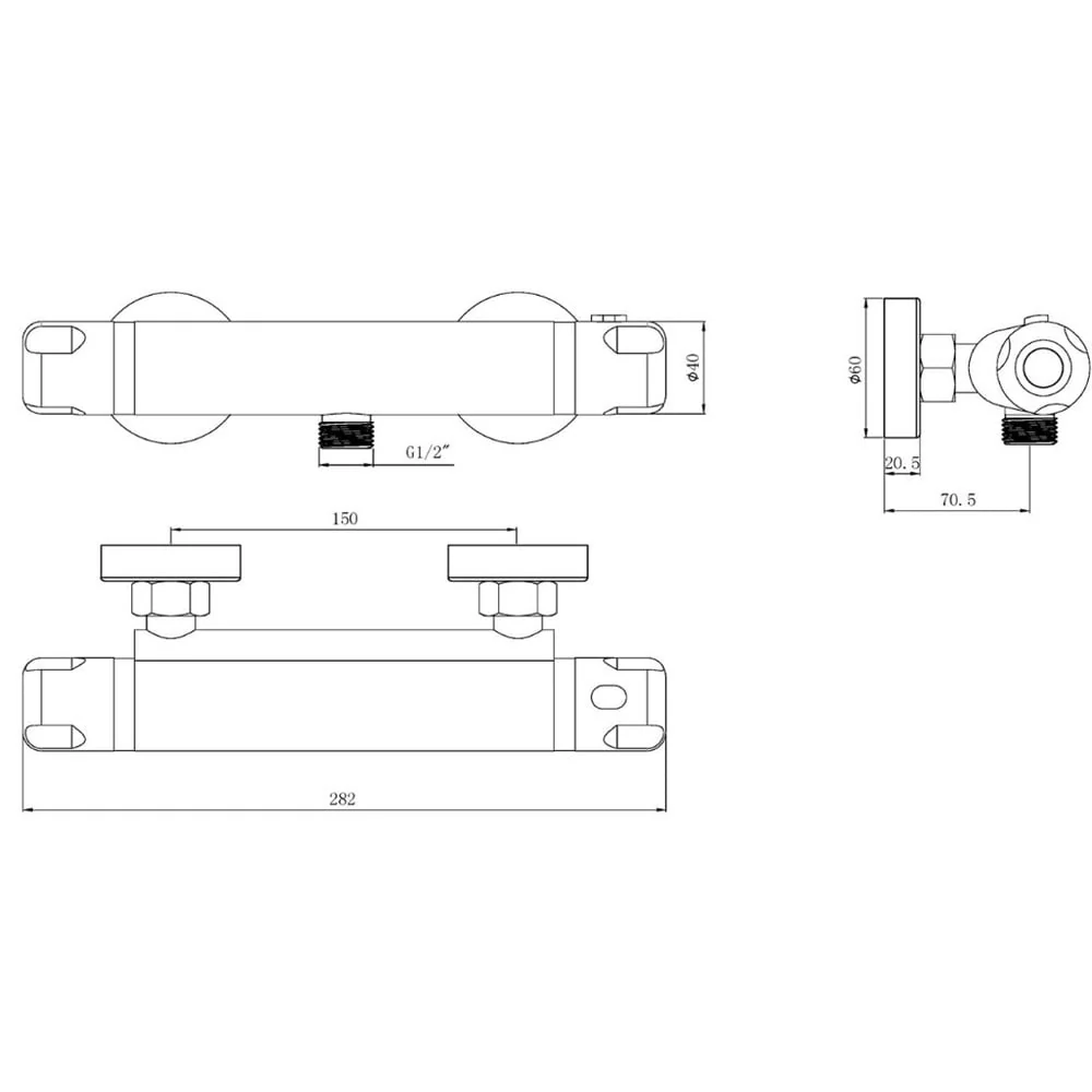 Astini Chrome Low Pressure High Flow Shower Bar Valve & Easy Fit Kit - Image 2