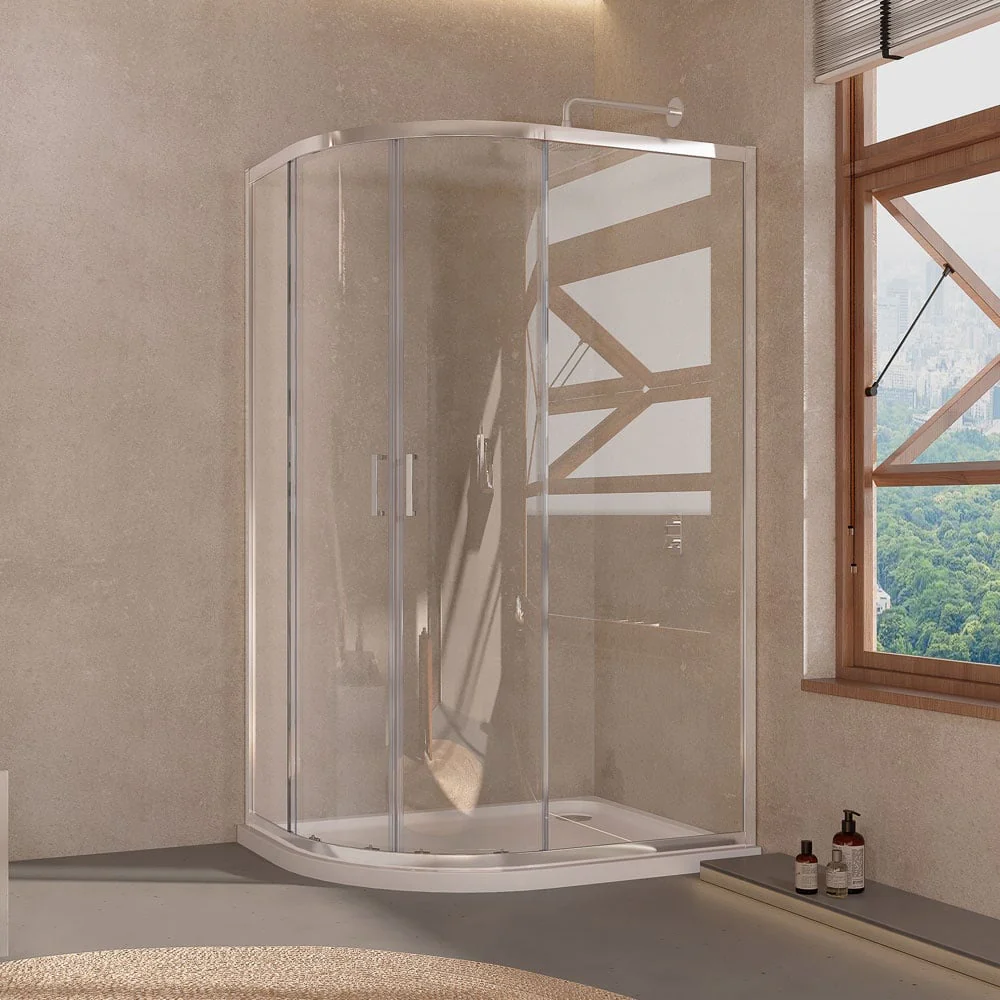 Astini Chrome Profiles 2 Door Offset Quadrant Shower Enclosure 1200x800mm