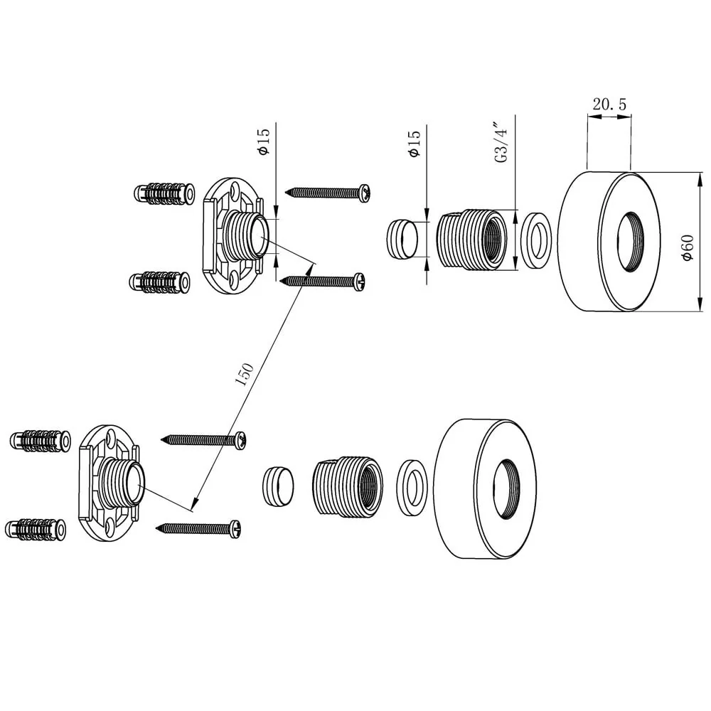 Astini Chrome Round Easy-Fit Shower Kit - Image 2