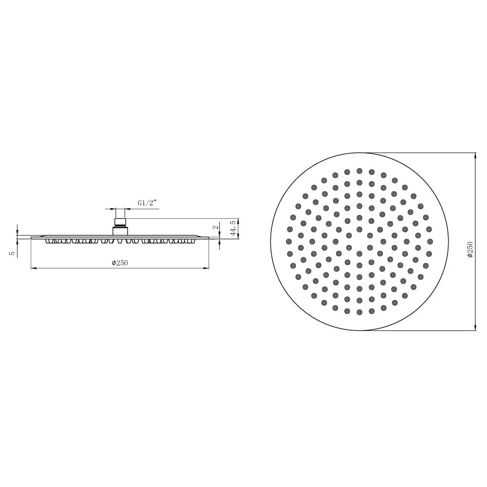 Astini Chrome Round Slimline Fixed Overhead Shower Head 250mm - Image 2